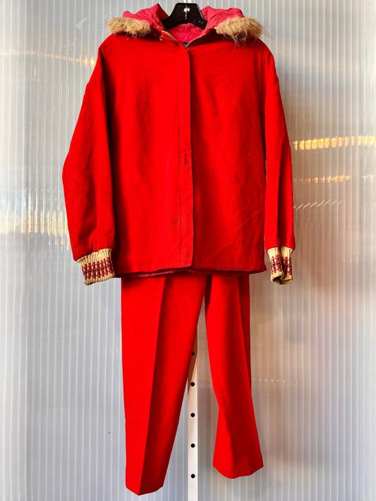 1960s Red Snow Suit Jacket & Pants Set