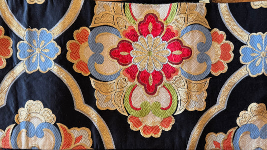 Black, Gold, & Multicolor Floral Obi
