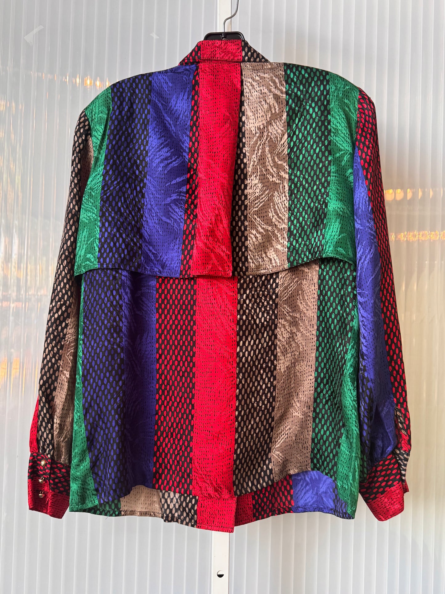 1980s 100% Silk Multicolor Button-Up Blouse