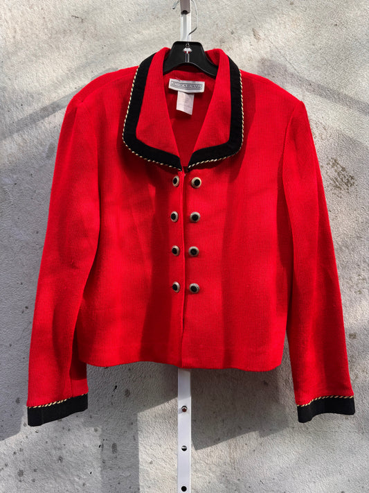 1980s Red & Black Knit Sweater Blazer