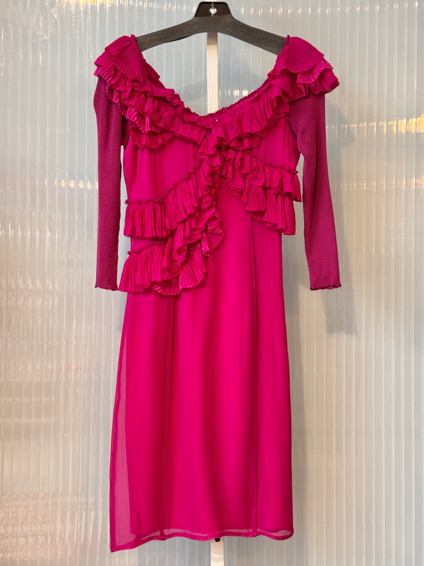 Y2K Burberry Fuchsia Ruffled Dress