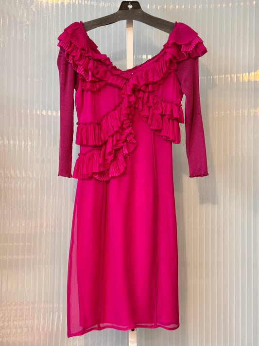 Y2K Burberry Fuchsia Ruffled Dress