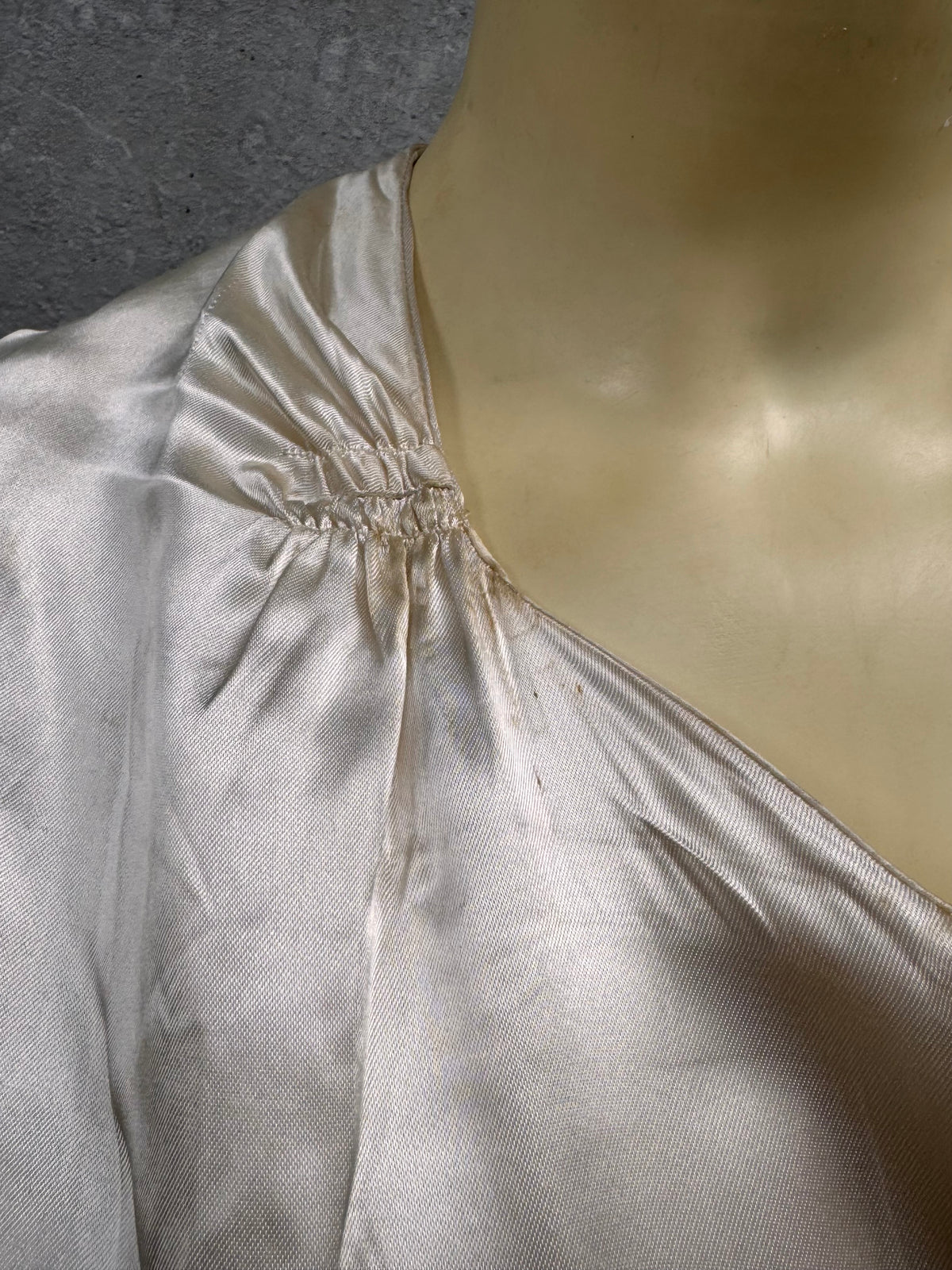 1940s Cream Liquid Satin Bias-Cut Wedding Dress