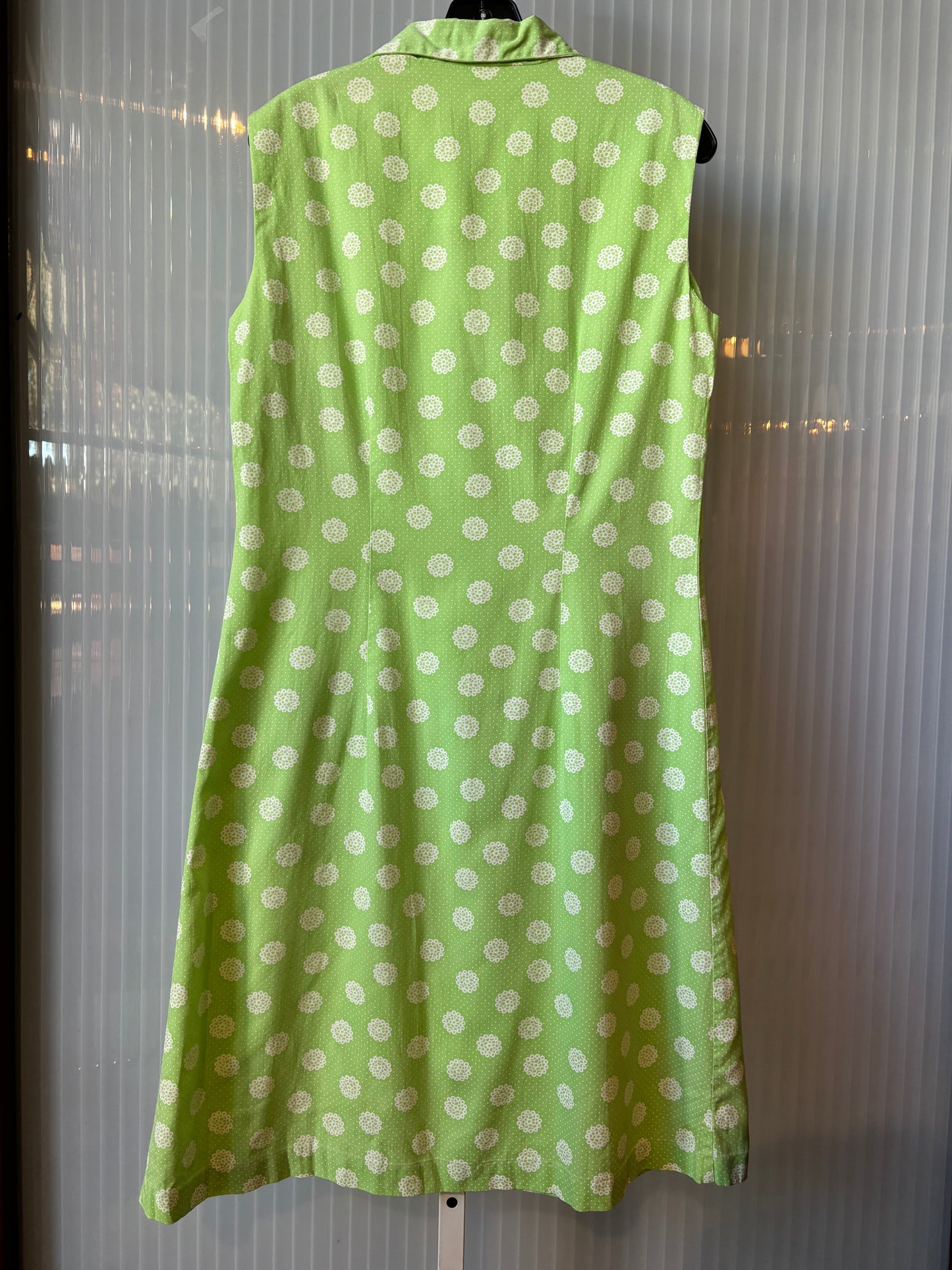 1960s Green Floral Sleeveless Shift Dress