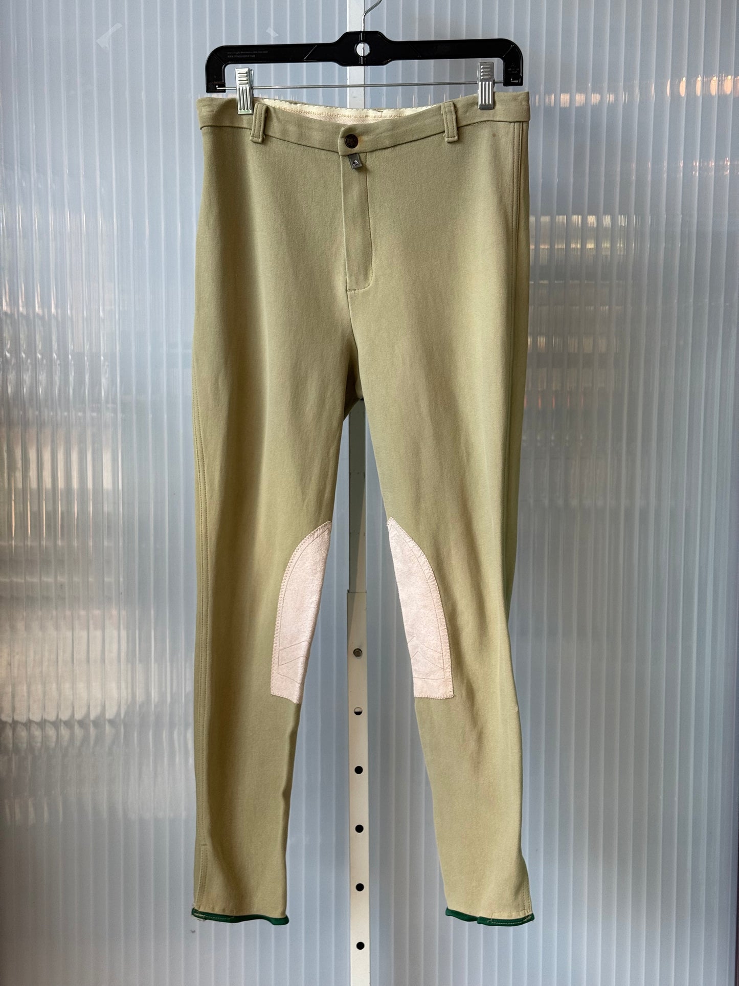 Olive Green Riding Breeches Pants w/ Suede Patches