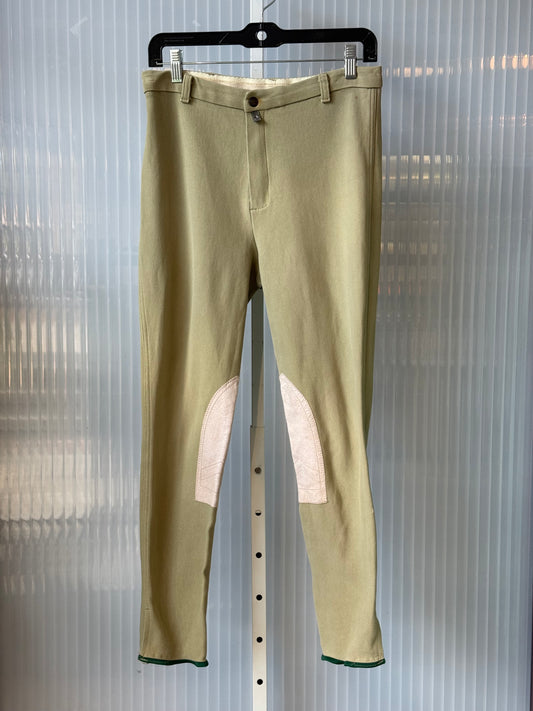 Olive Green Riding Breeches Pants w/ Suede Patches