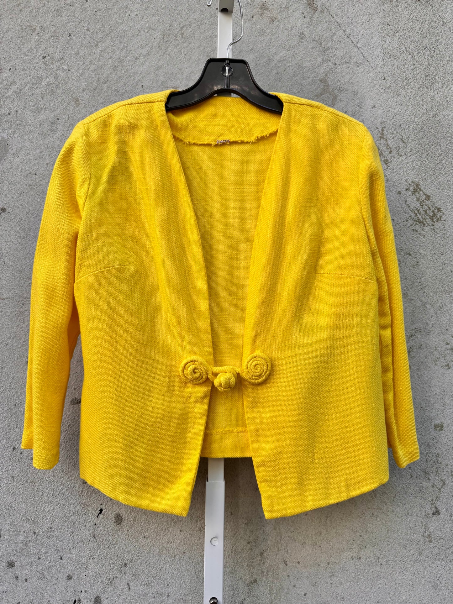 1960s Yellow 3/4-Sleeve Jacket w/ Frog Closure