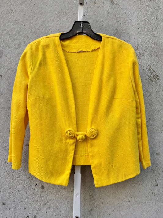 1960s Yellow 3/4-Sleeve Jacket w/ Frog Closure