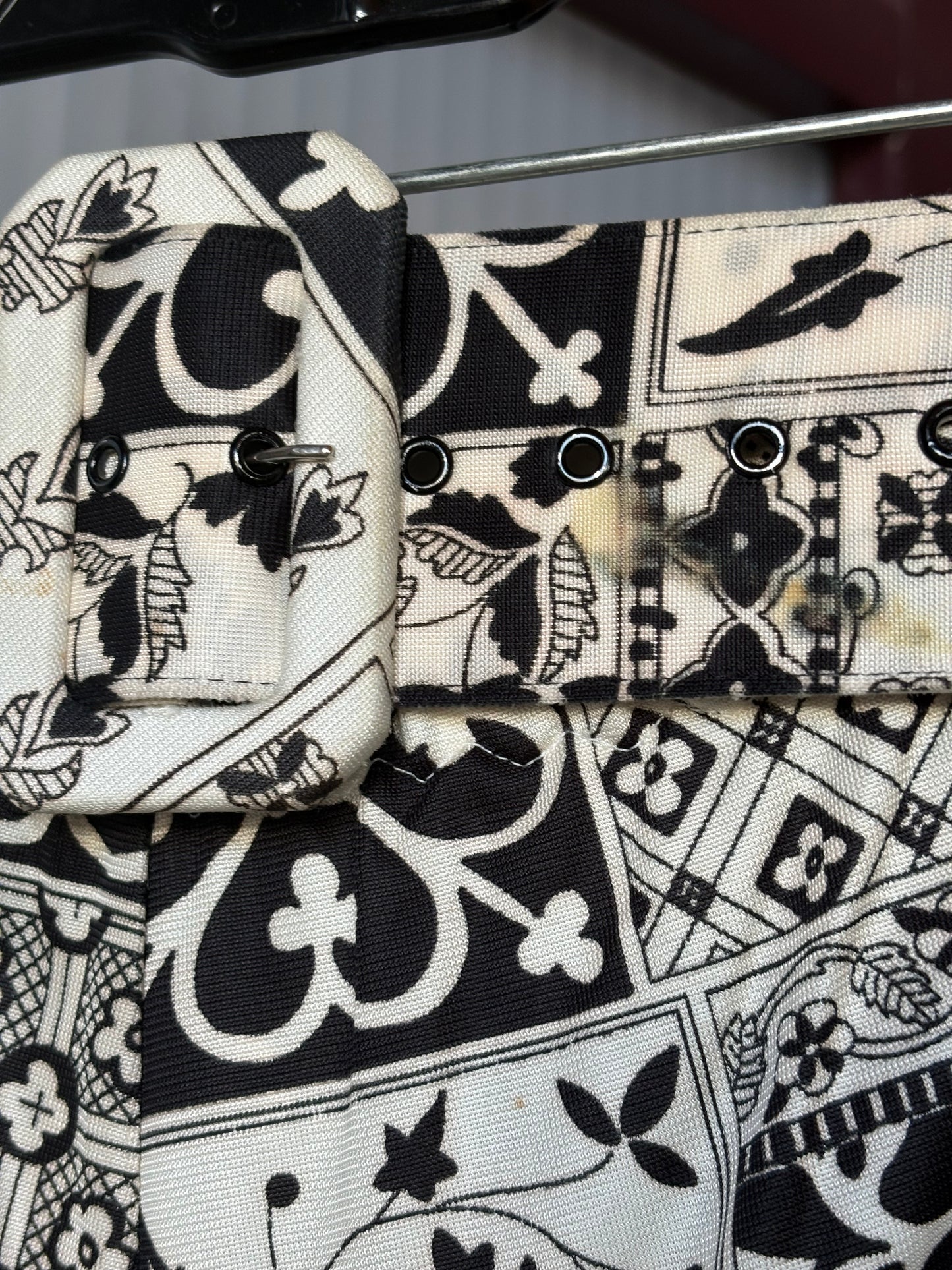 1970s Yellow Black & White Multi-Pattern Wide Leg Pants