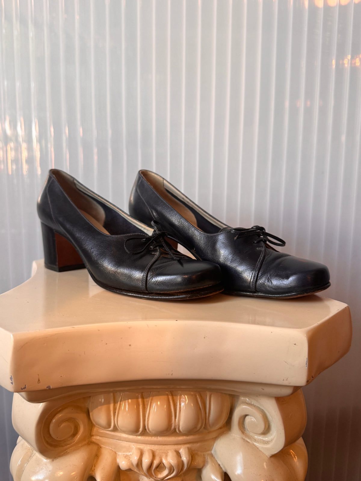 1960s Blue-Black Block Heels