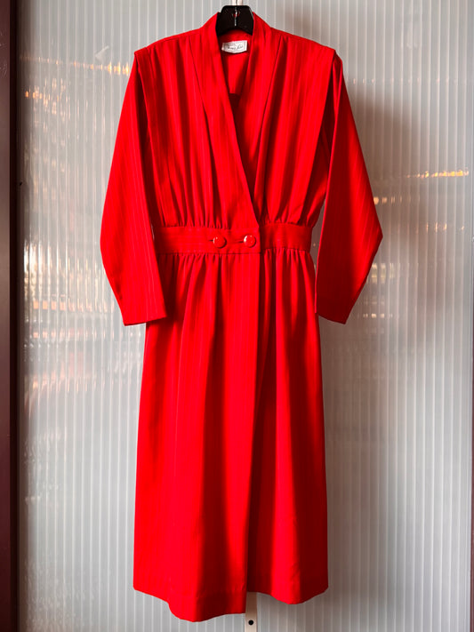 1970s / 1980s Red Long-Sleeve Wrap Dress