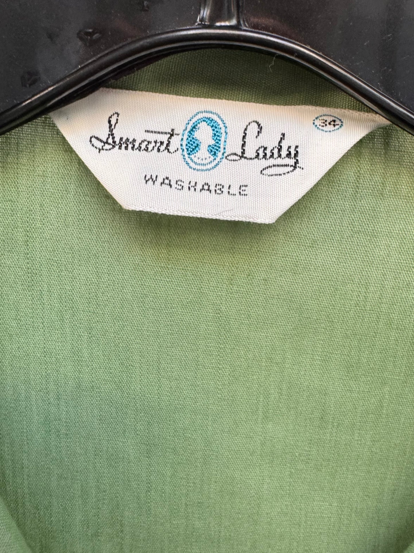 1960s Green Blouse with Horse Art Print Detail