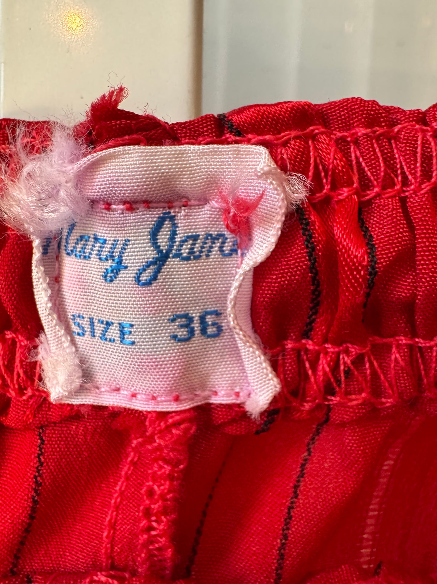 1980s Red Striped Satin Pajama Shirt and Pants Set