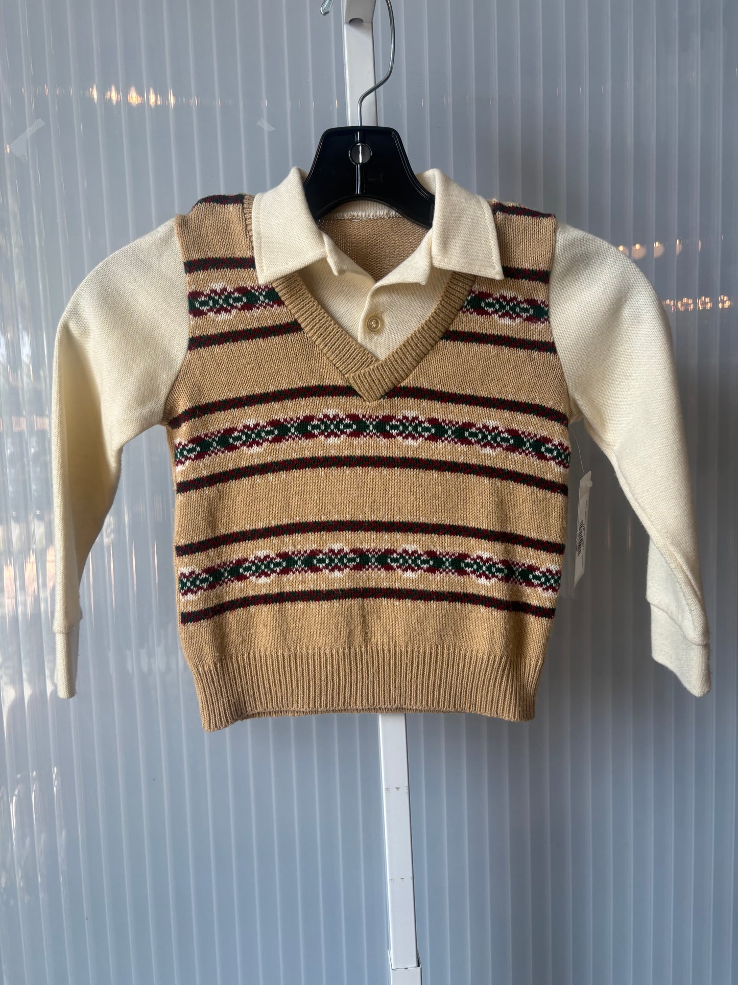 1970s Cream Fair Isle Children's Sweater-Shirt