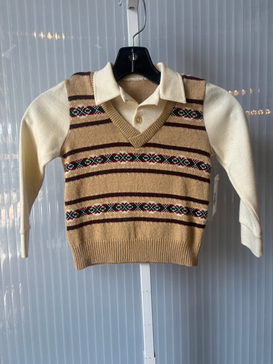 1970s Cream Fair Isle Children's Sweater-Shirt