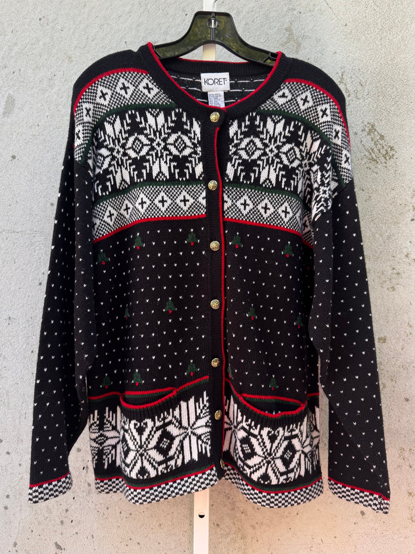 1980s Black & White Christmas Cardigan