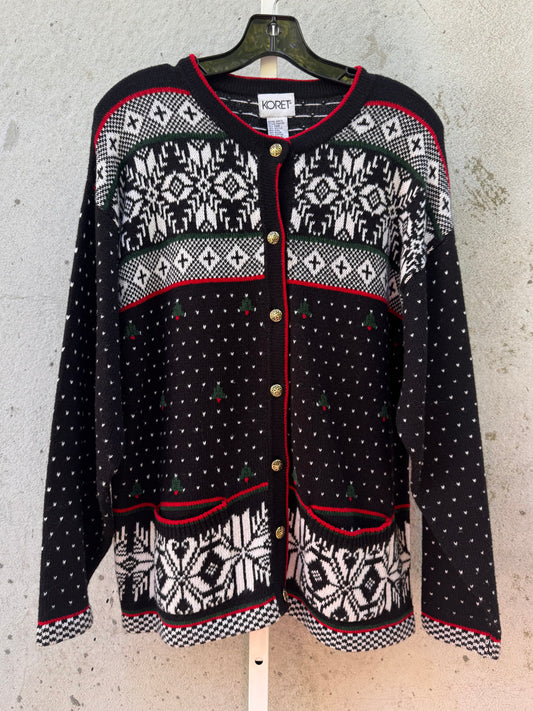 1980s Black & White Christmas Cardigan