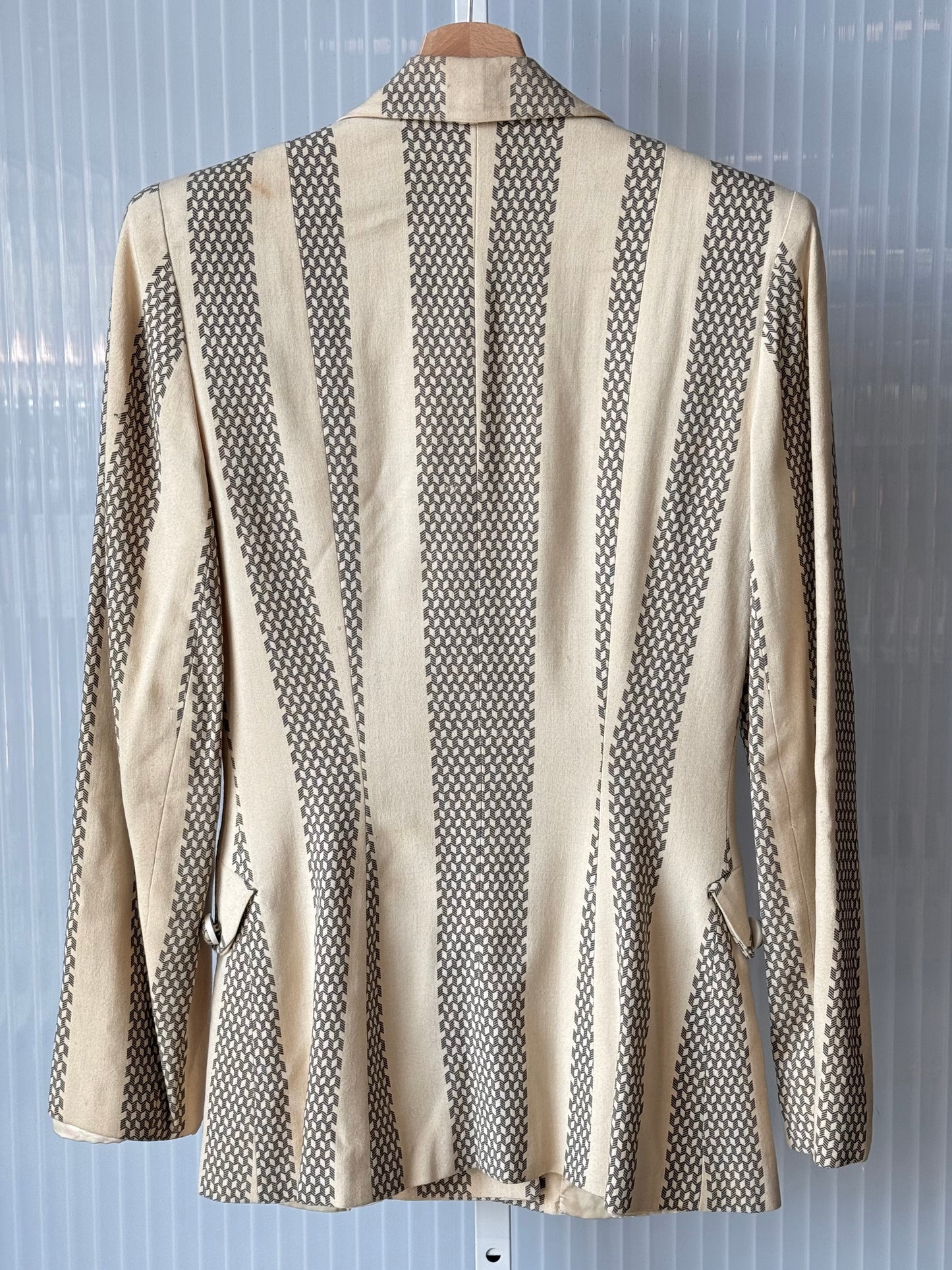 1970s Cream Striped Blazer Jacket