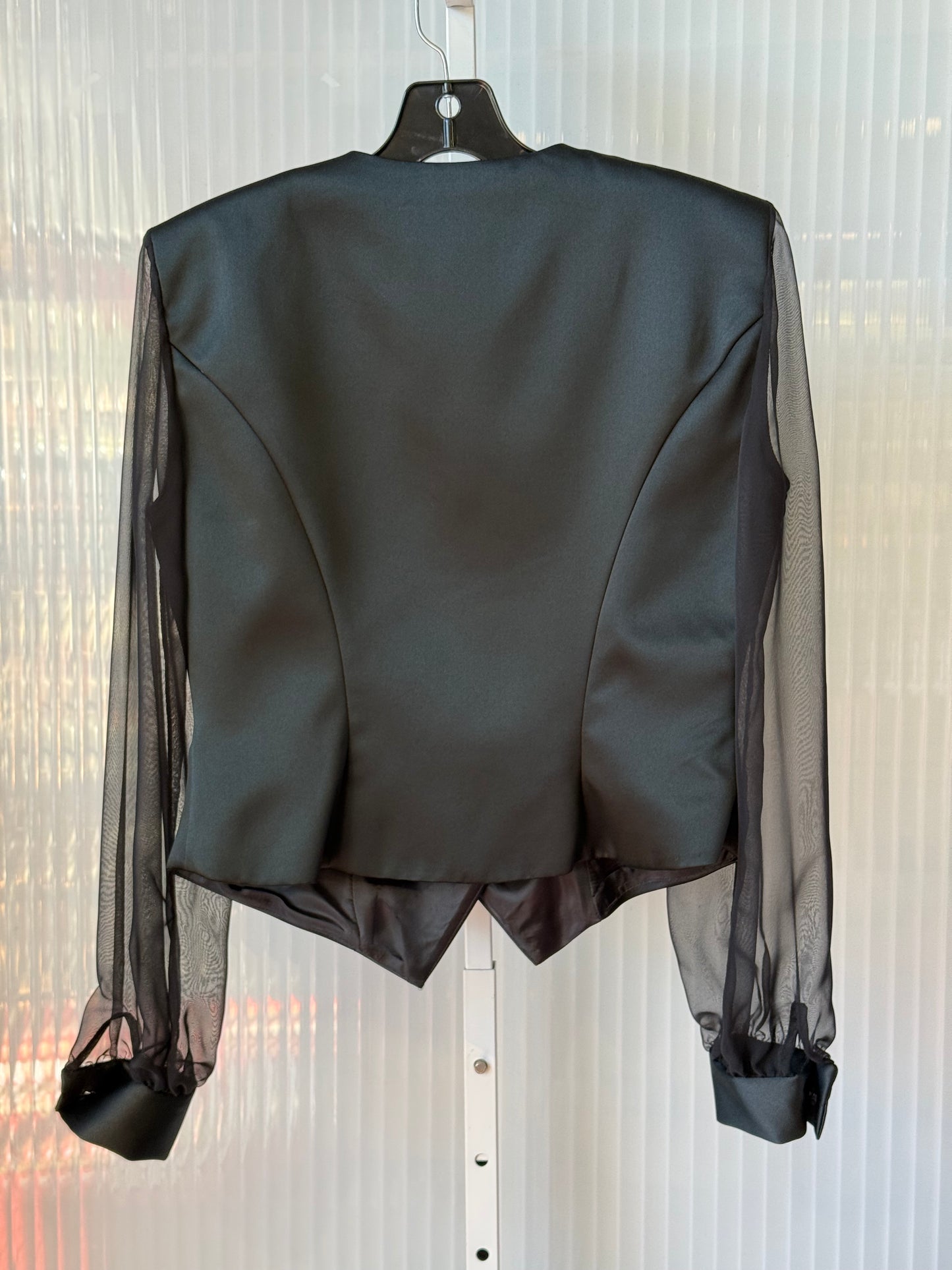 1990s Black Top w/ Sheer Sleeves & Sparkling Loop Closure
