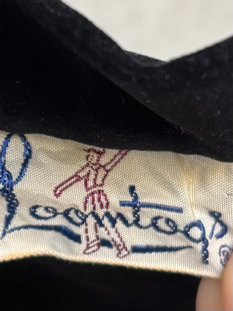 1970s Black Velvet Pants w/ Jeweled & Embroidered Hem