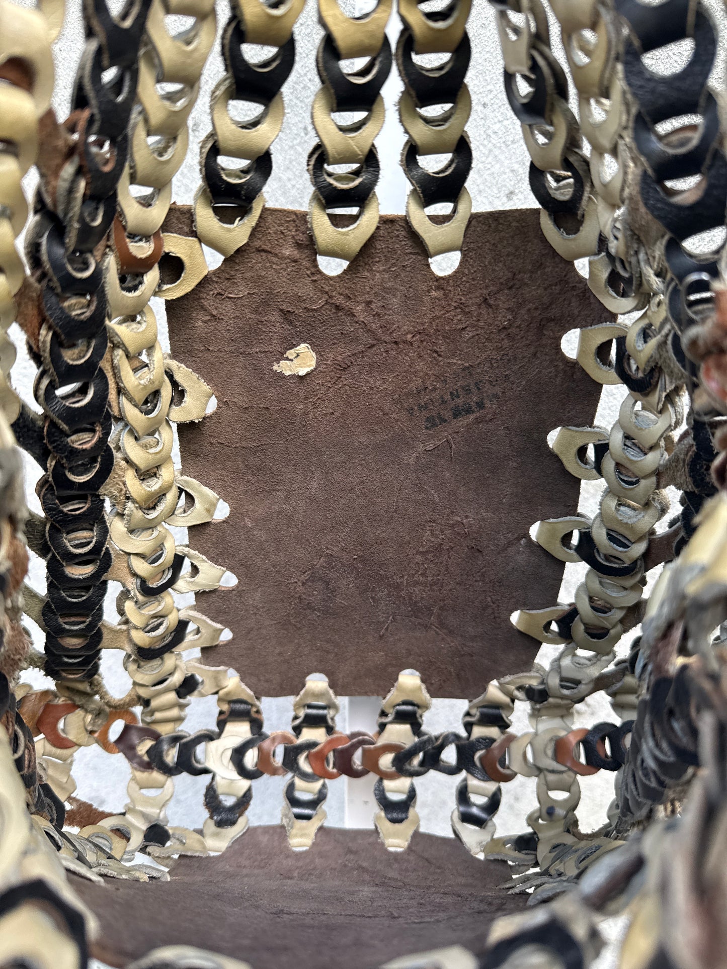 Beige Brown and Black Leather Interlocked Purse