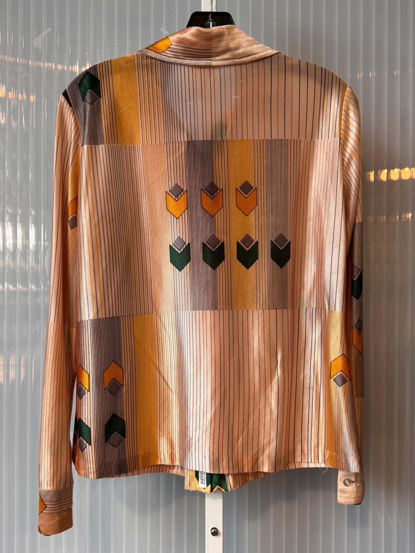 1970s Peach Patterned Point Collar Disco Shirt