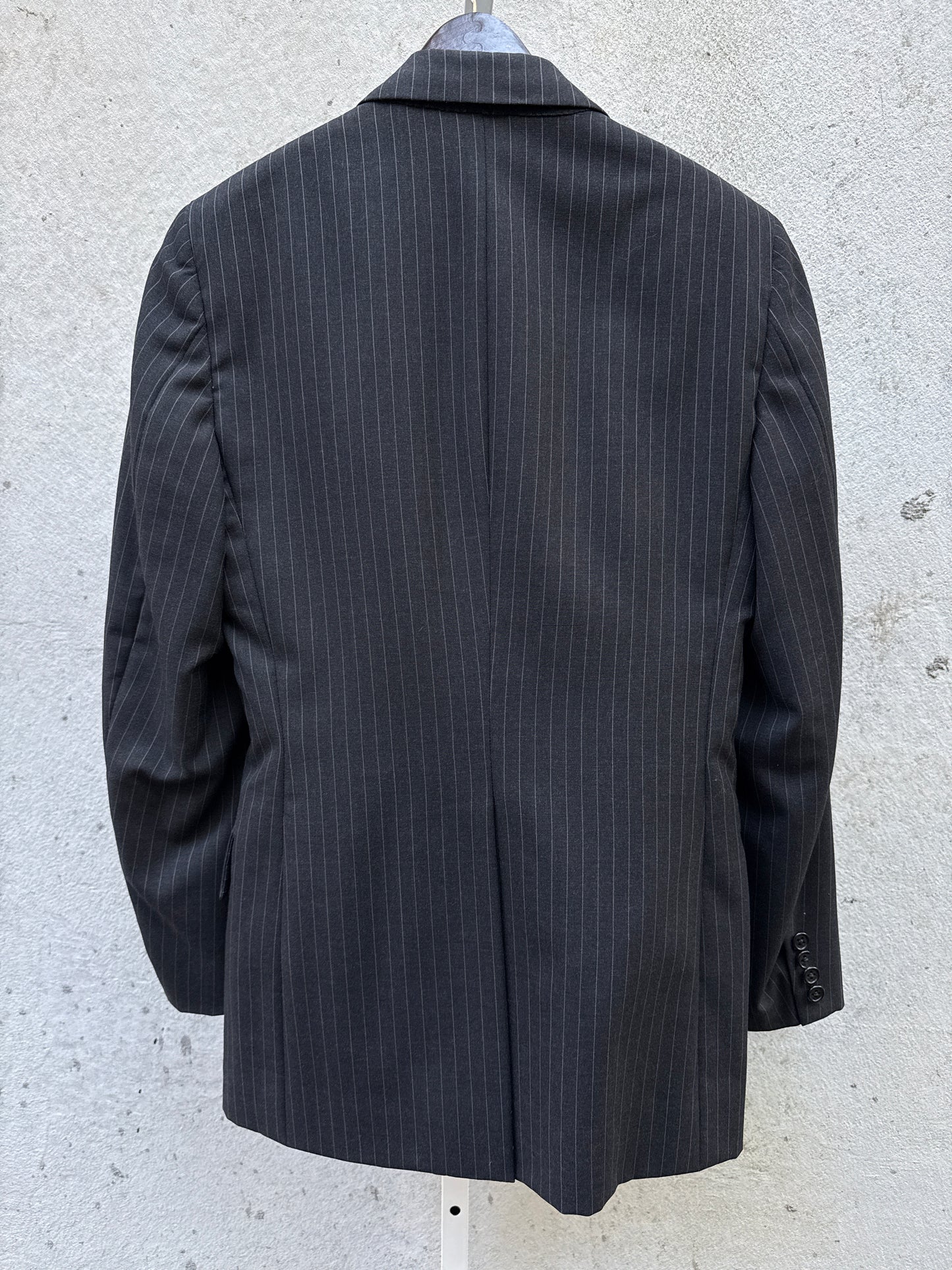 1980s Dark Grey Pin Stripe Suit Jacket Set
