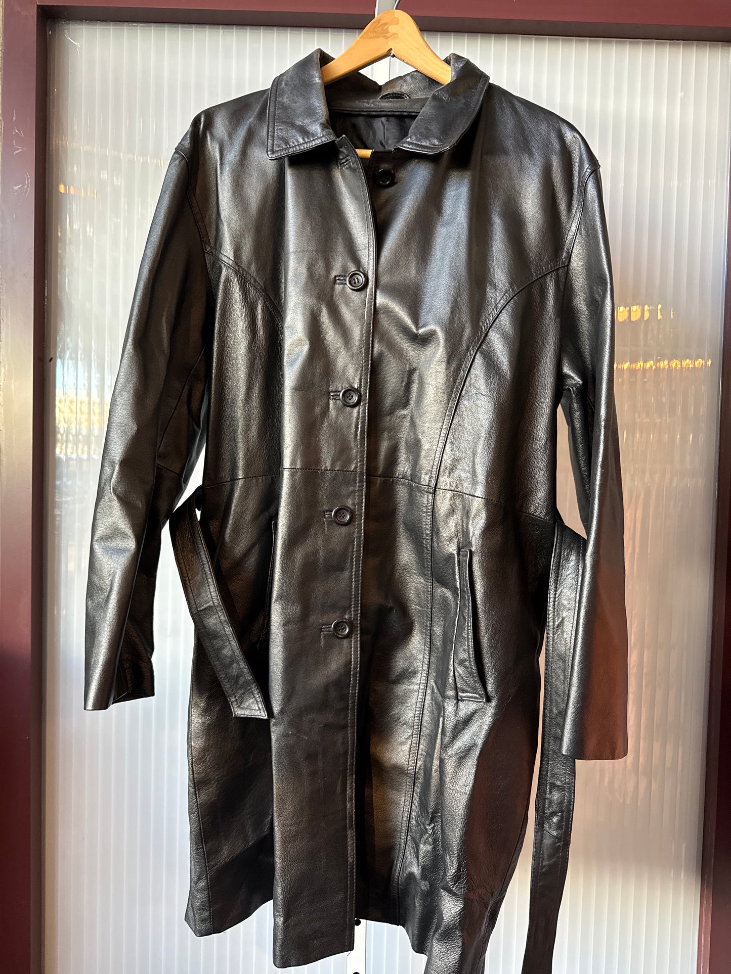Black Leather Trench Coat