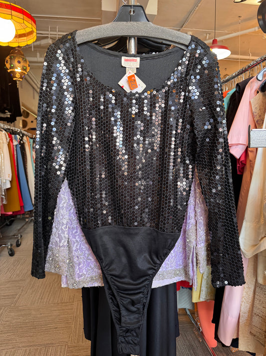 Y2K Black Sequin Bodysuit