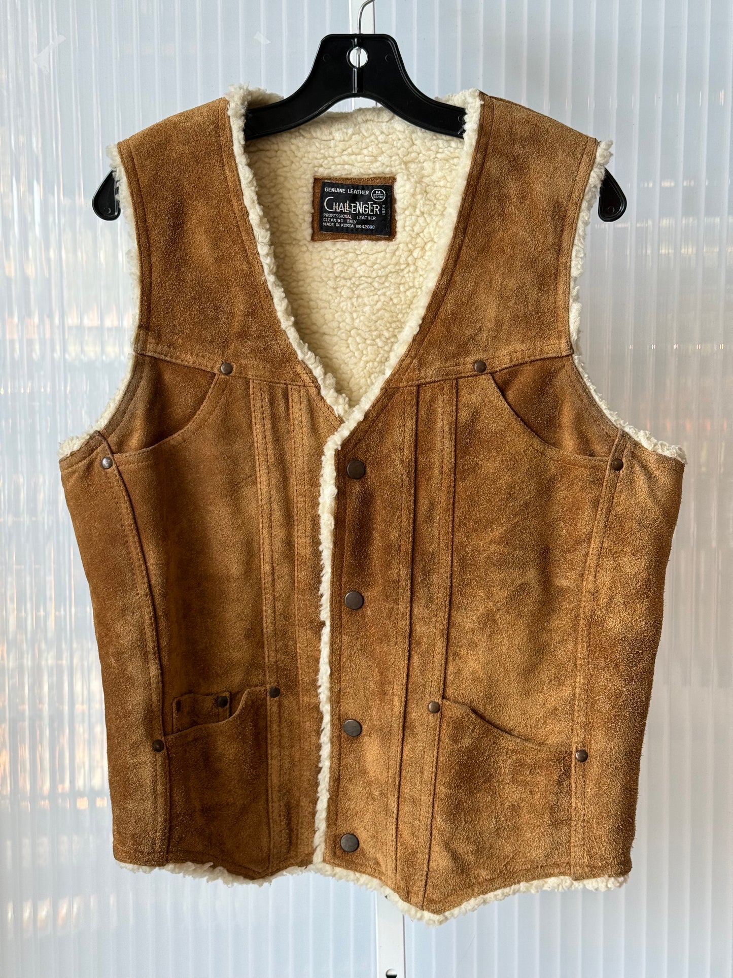 1970s Suede Vest w/ Sherpa Lining