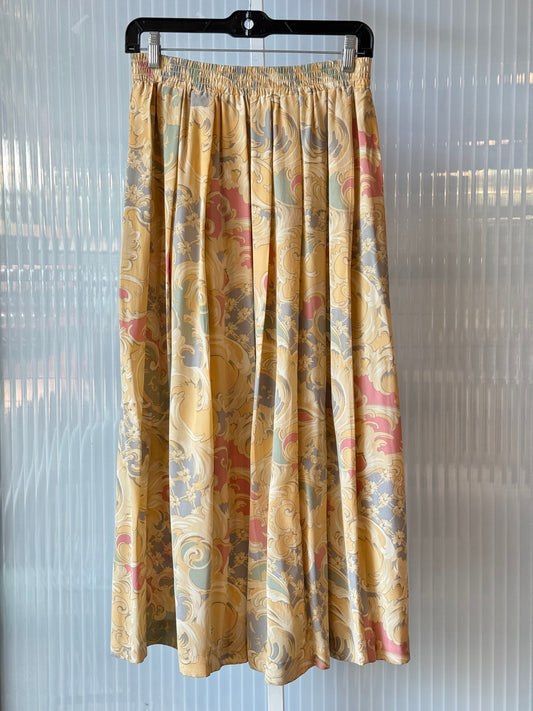 1990s Baroque Print Pastel Silk Liz Claiborne Skirt