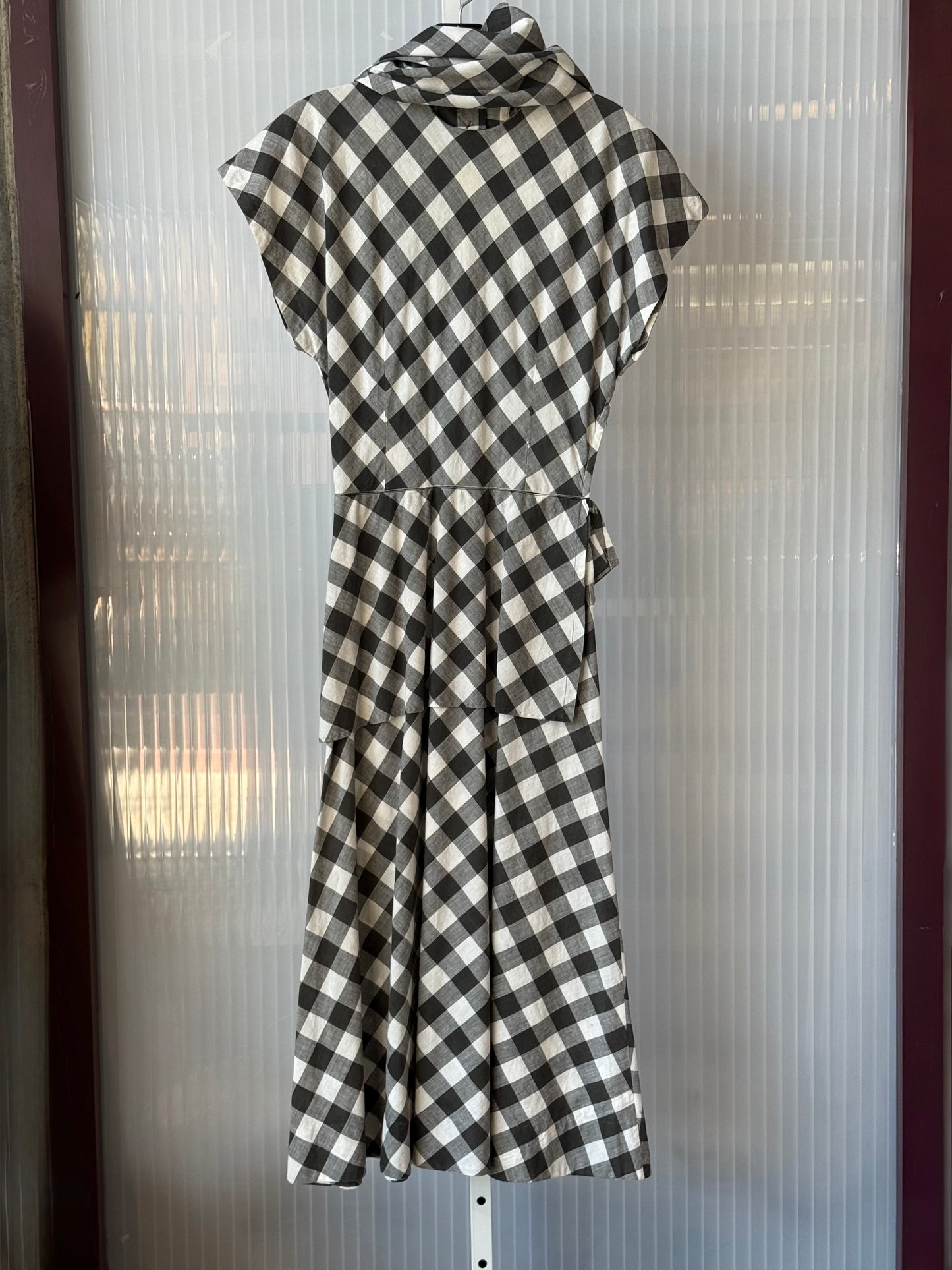 1970s Black & White Gingham Dress
