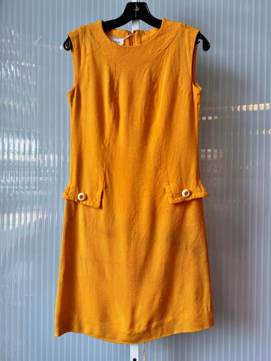 1970s Orange Mod Style Shift Dress