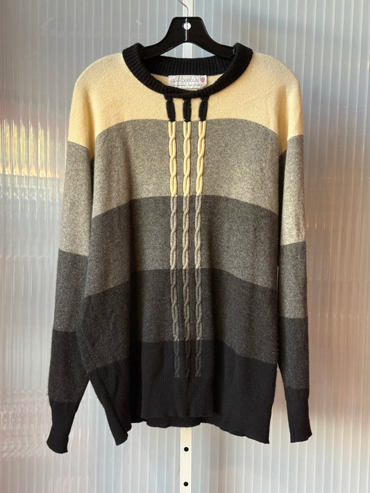 1980s Grey & White Striped Scottish Cashmere Sweater