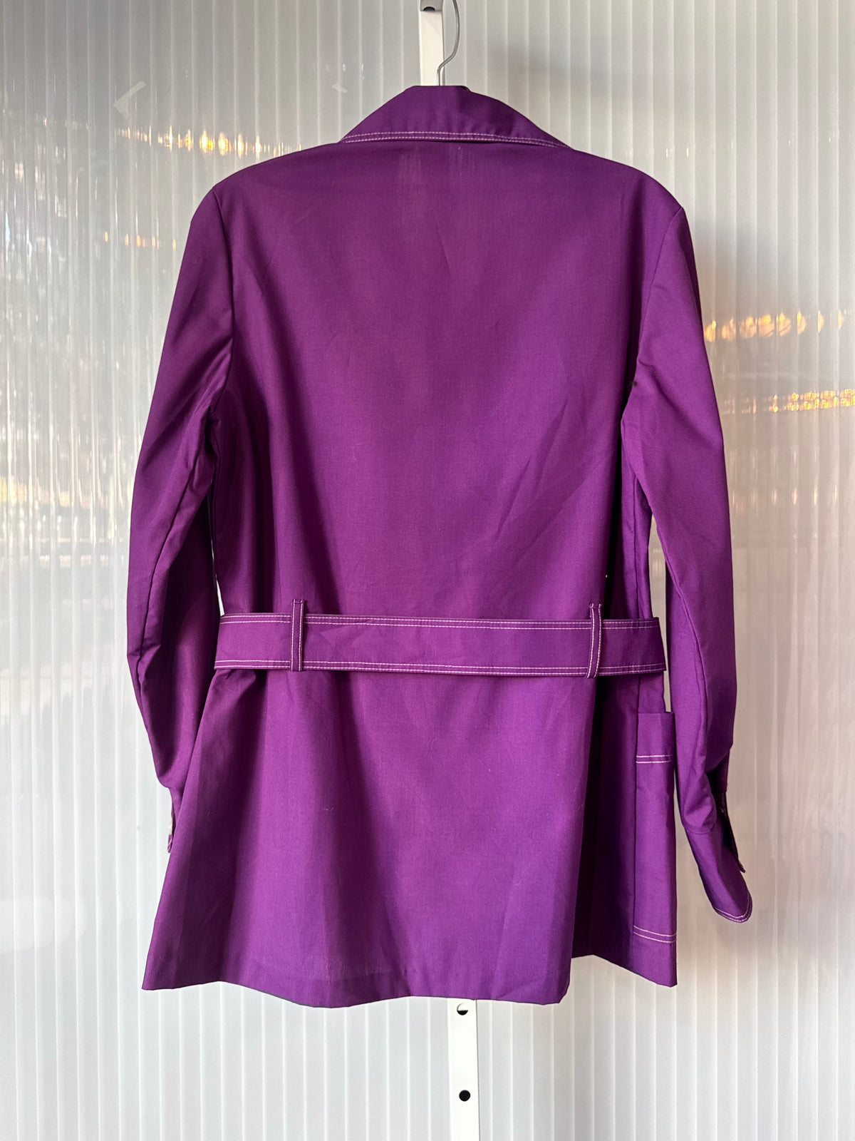 1970s Purple & White-Overstitch Shacket