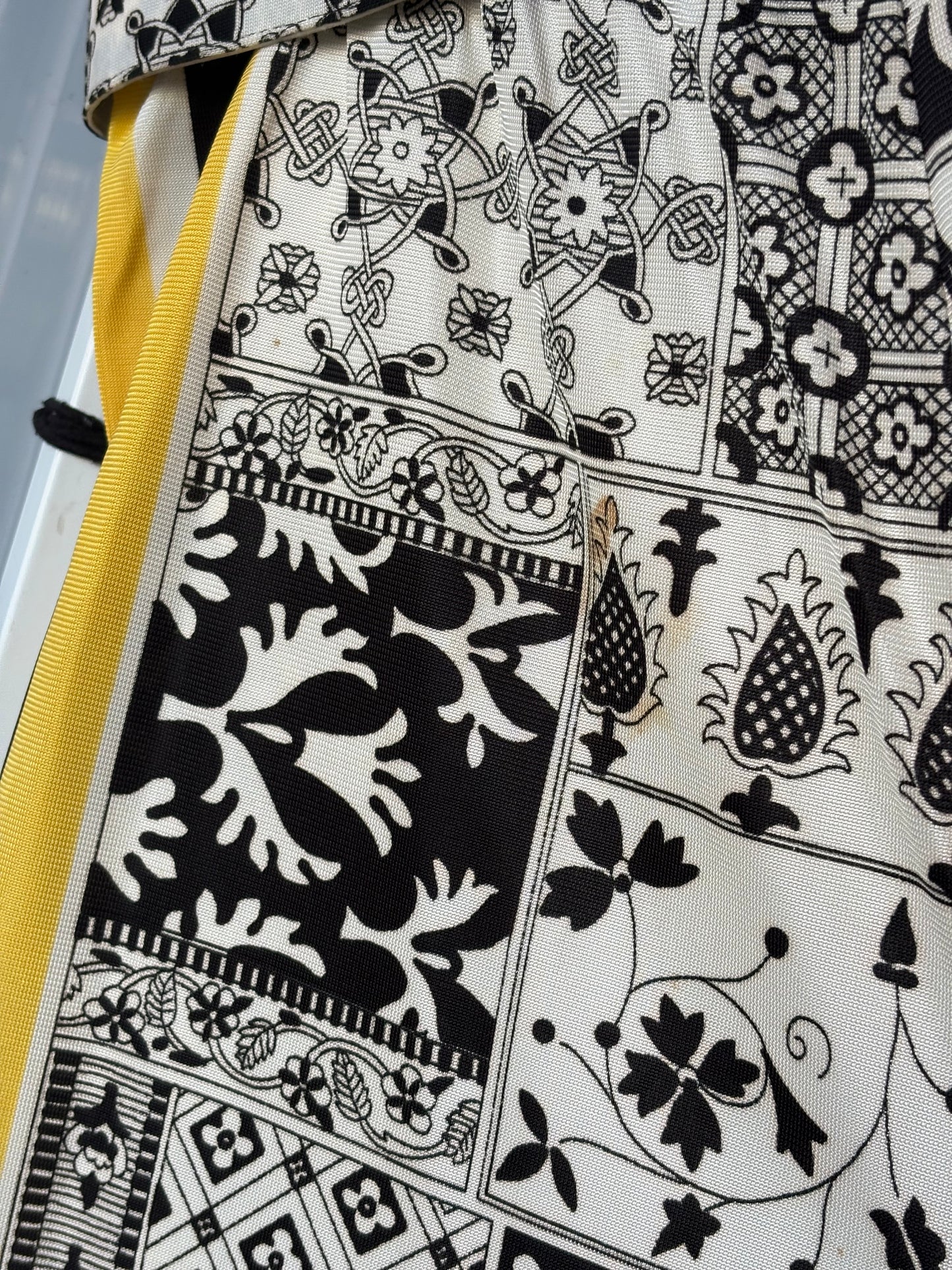 1970s Yellow Black & White Multi-Pattern Wide Leg Pants