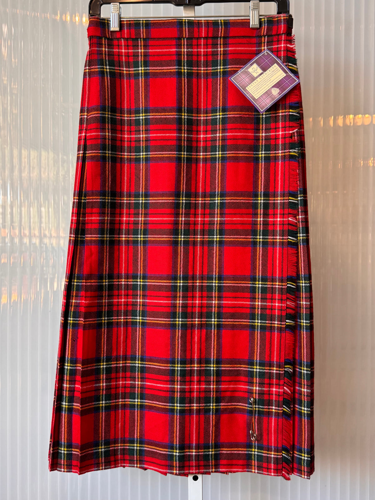 1990s Deadstock Red Tartan Wool Kilt
