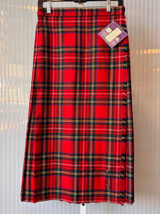 1990s Deadstock Red Tartan Wool Kilt