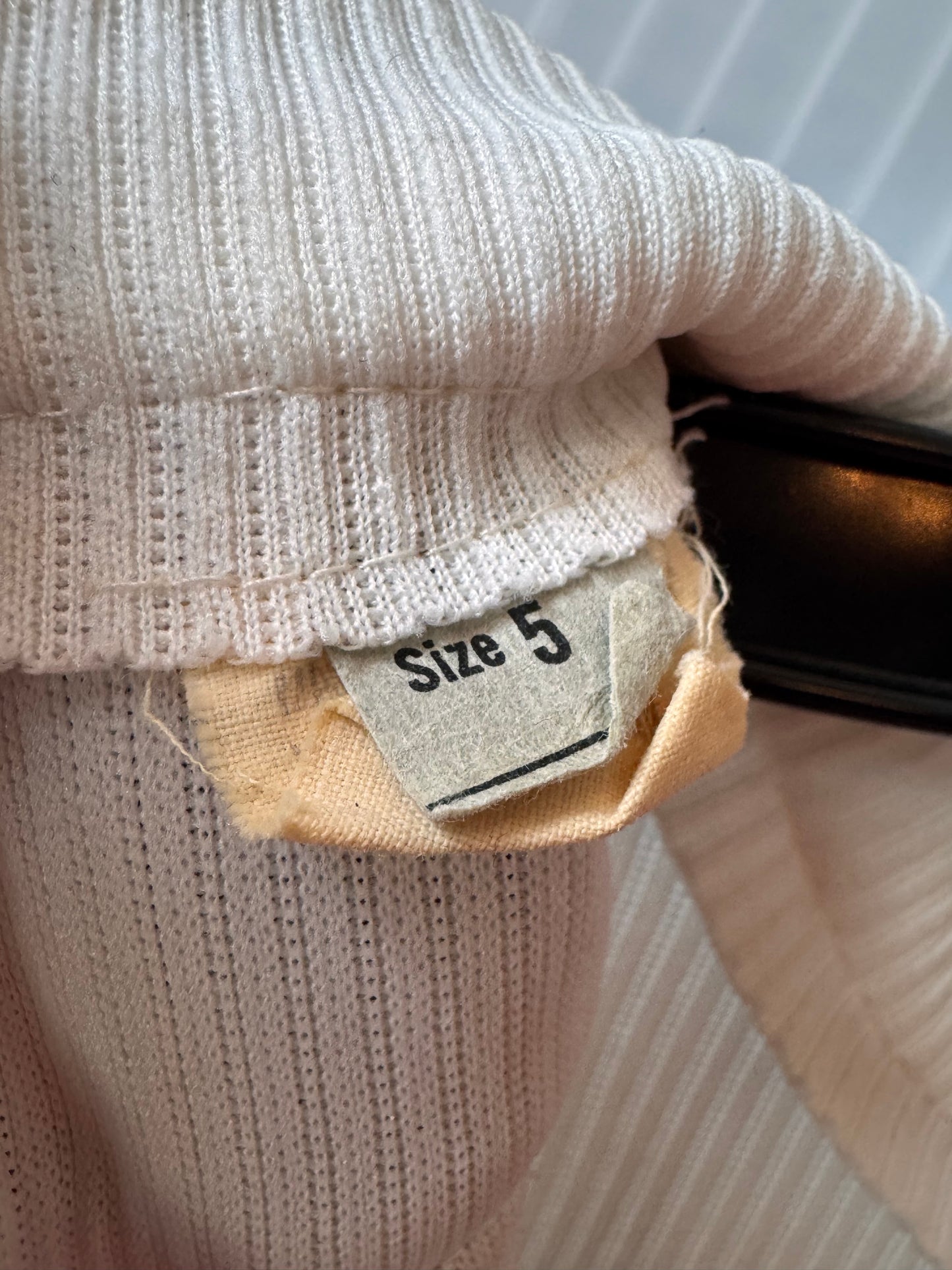 1970s Burgundy & White Polyknit Long-sleeved Kid's Turtleneck Dress