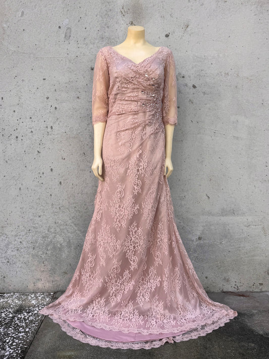 Blush Pink Lace Mother of Bride Wedding Dress