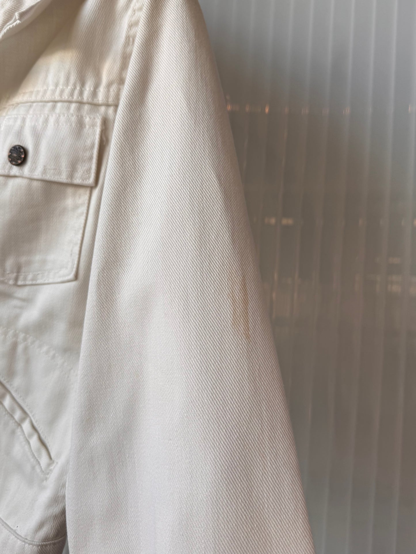 1970s JCPenneys Boy’s White Denim Jacket w/ Snap Buttons