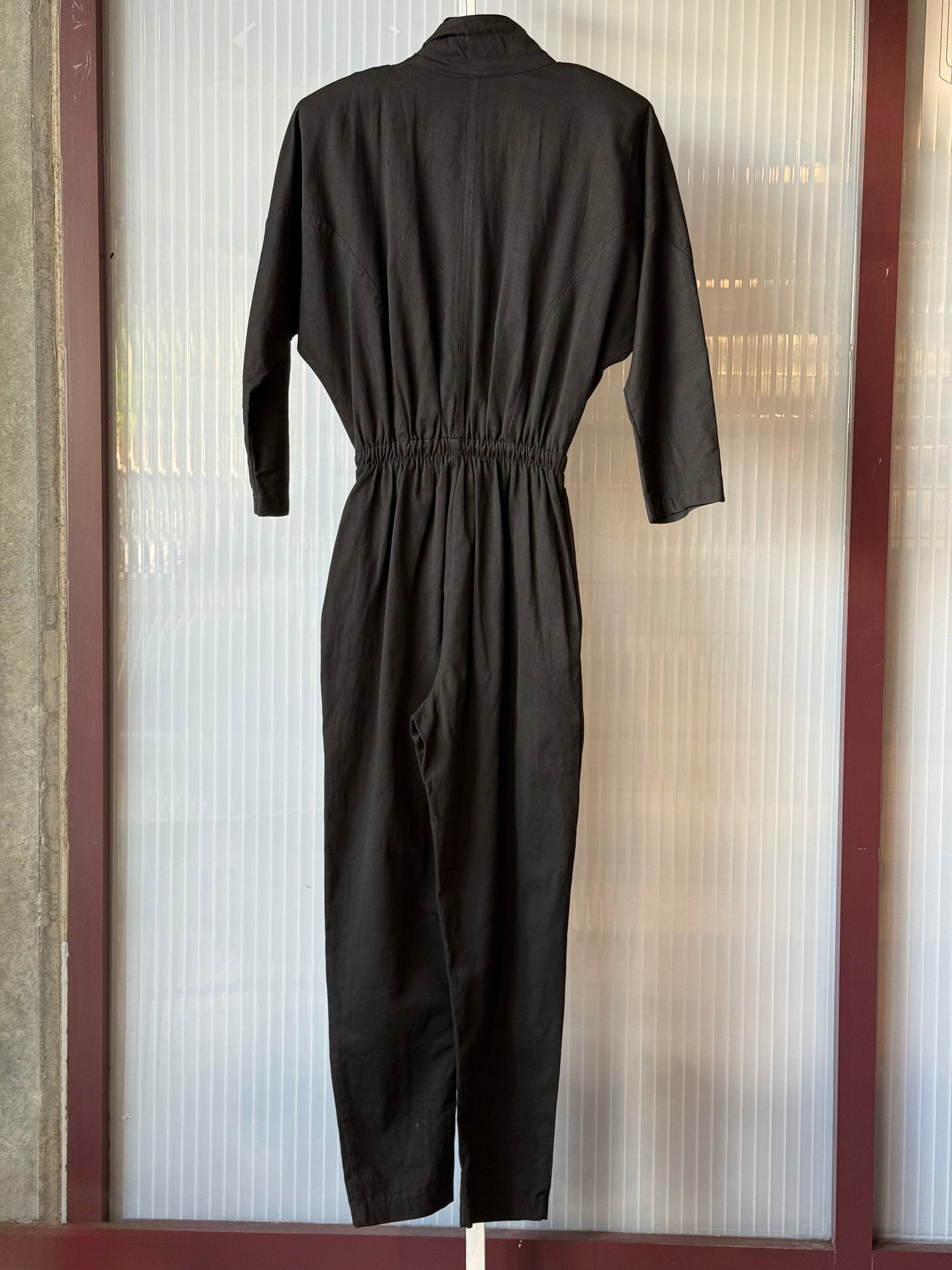1980s Black Jumpsuit w/ Copper Grommet Designs