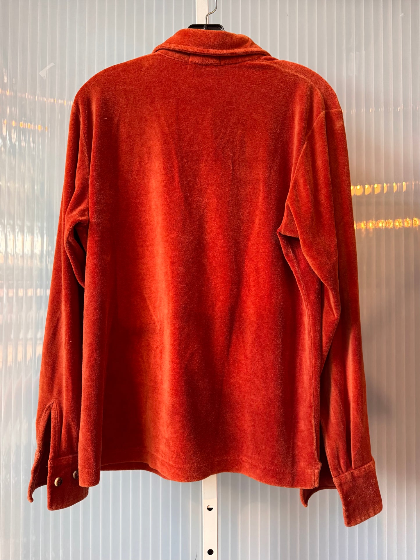 1970s Orange Velour 3/4 Button-up Shirt