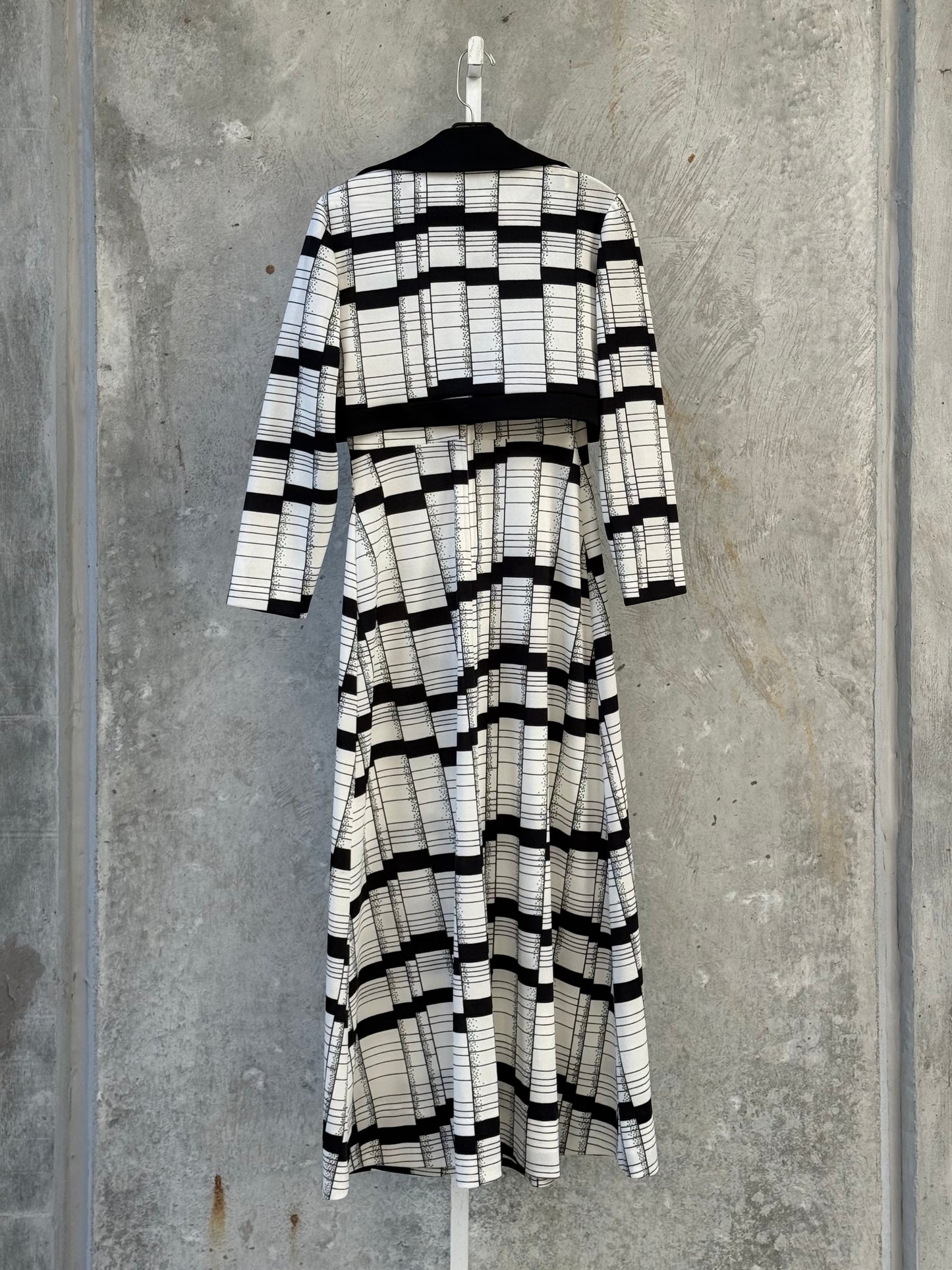 1970s Black & White Dress & Jacket Set