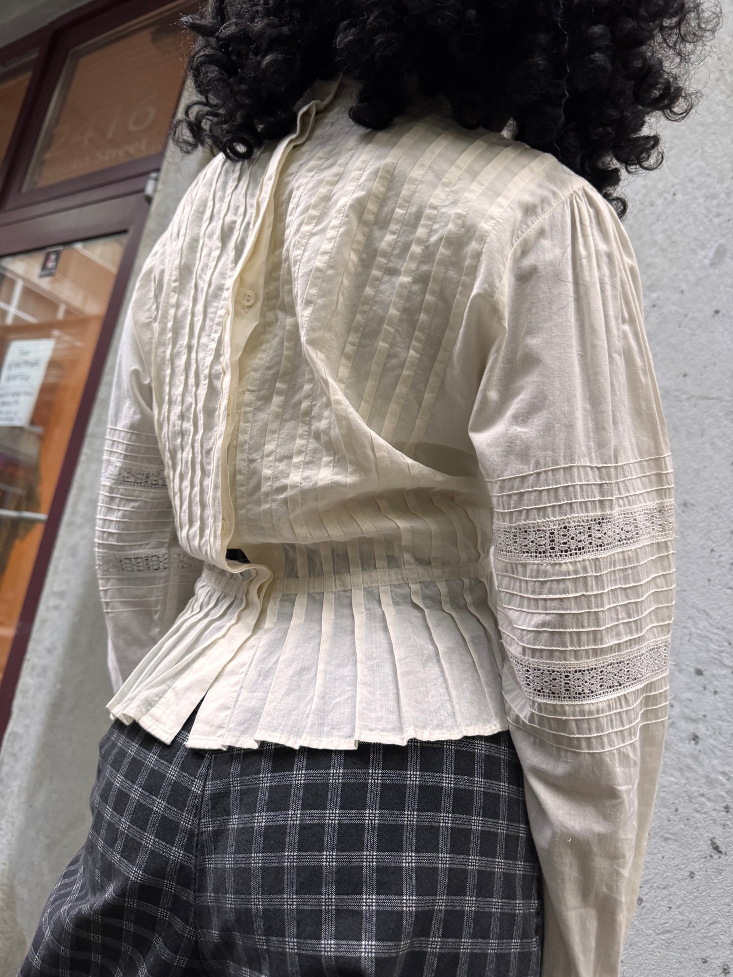 1980s Does Edwardian White Pintuck Blouse