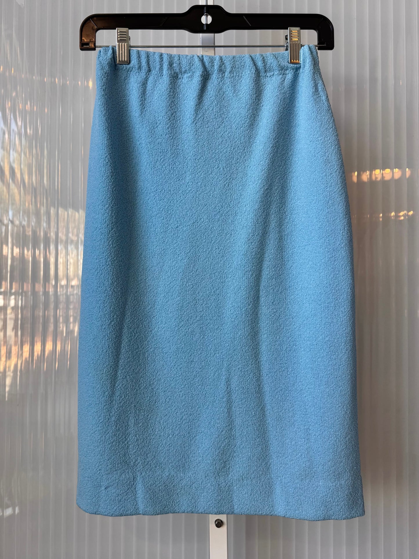 1970s Blue & White Polyknit Top & Skirt Set