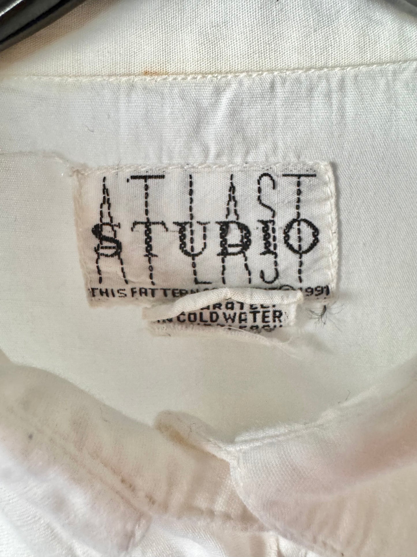 1990s White Fringed Western Button Up Shirt