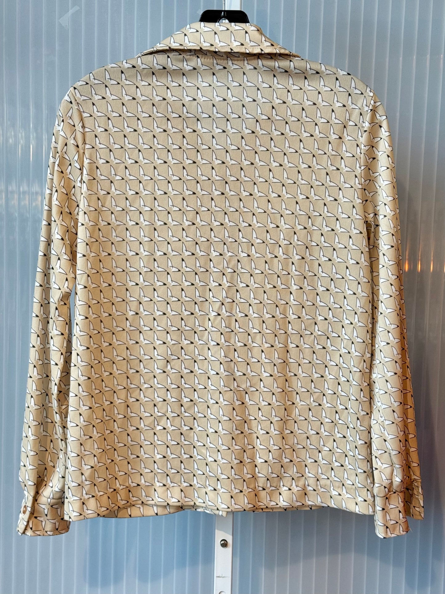 1970s Tan Abstract Printed Blouse