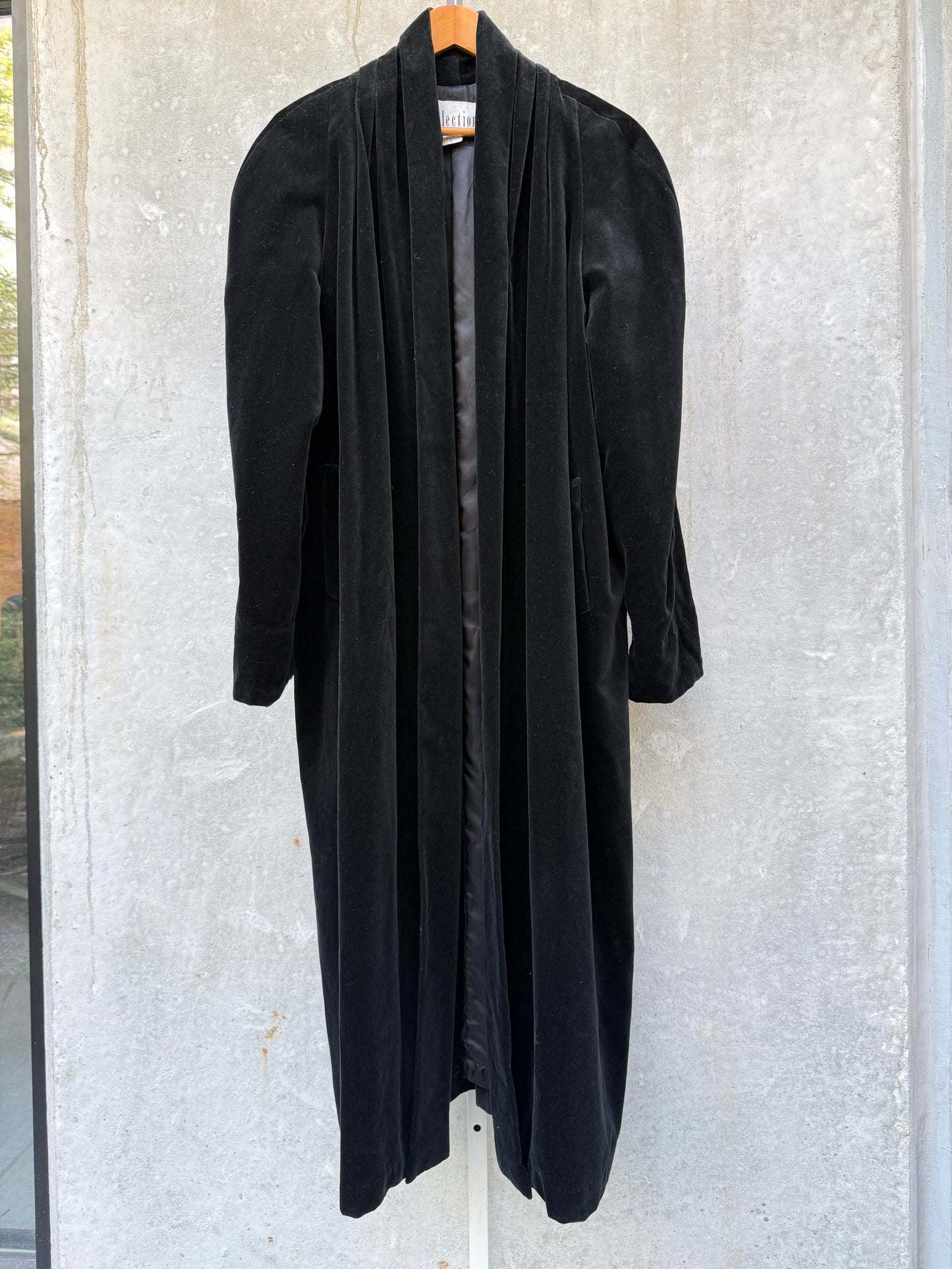 1980s Black Velvet Overcoat