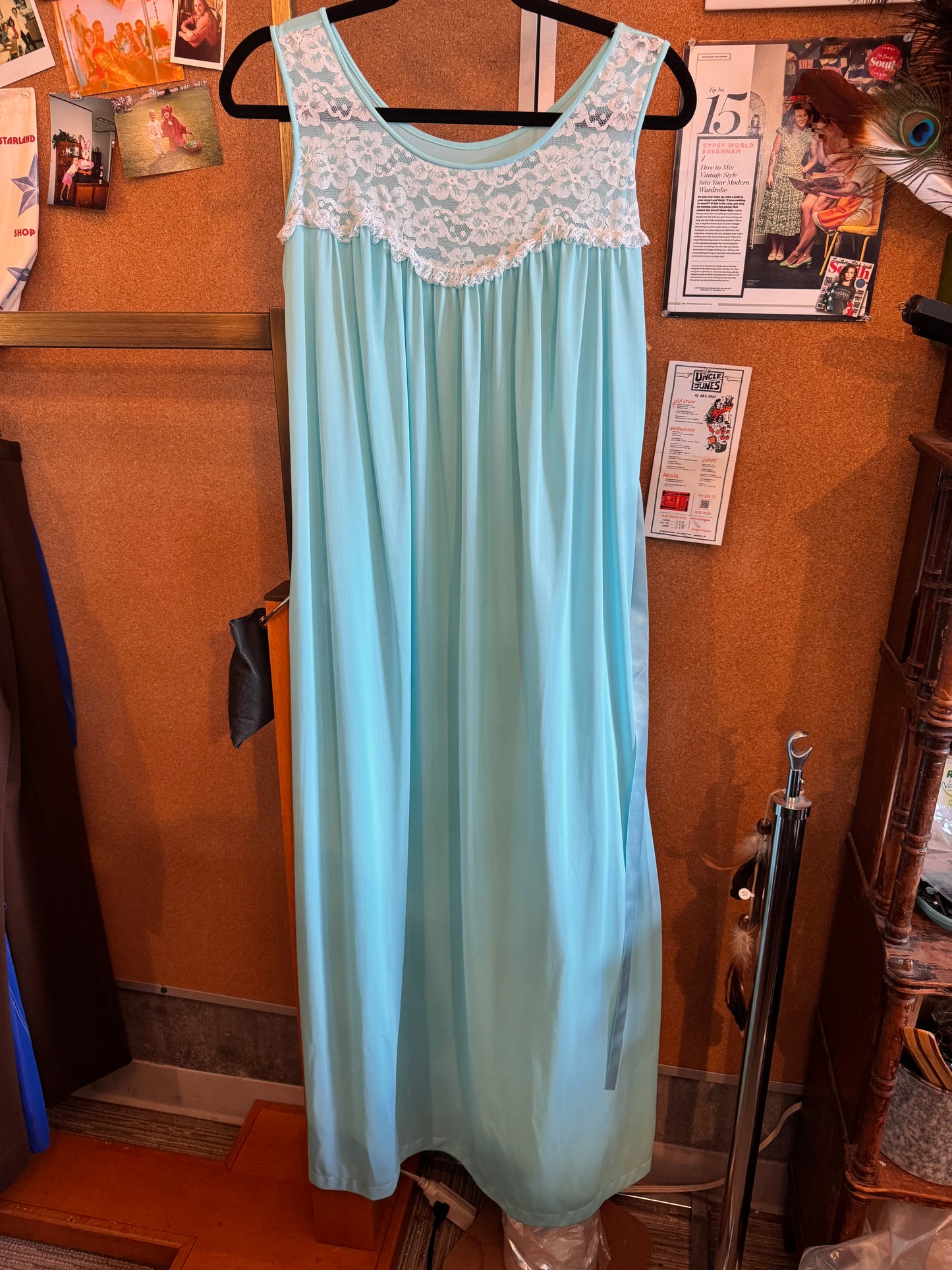 1960s Blue Peignoir Robe + Nightgown Set